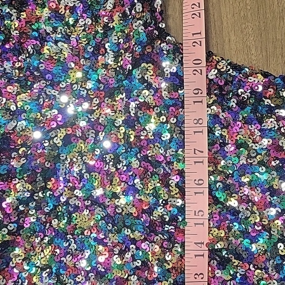 FORE-Rainbow Sequin Open Back Mini Dress-Size XL - Picture 7 of 17